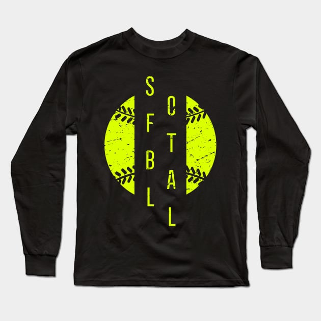 Softball Distressed Shirt Long Sleeve T-Shirt by ThreadsMonkey